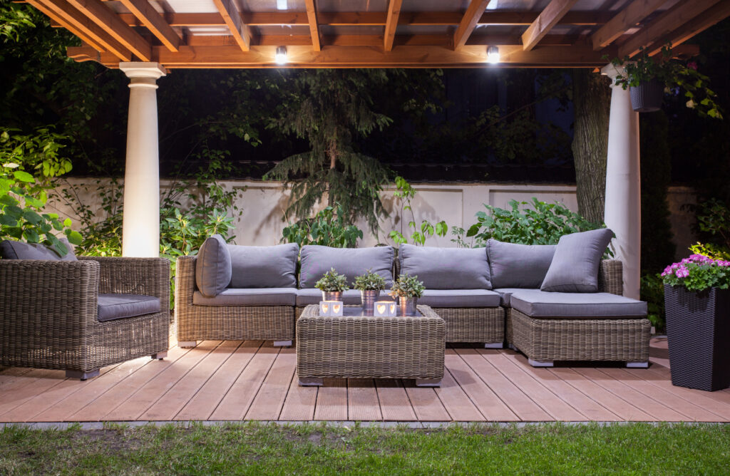 modern patio at night
